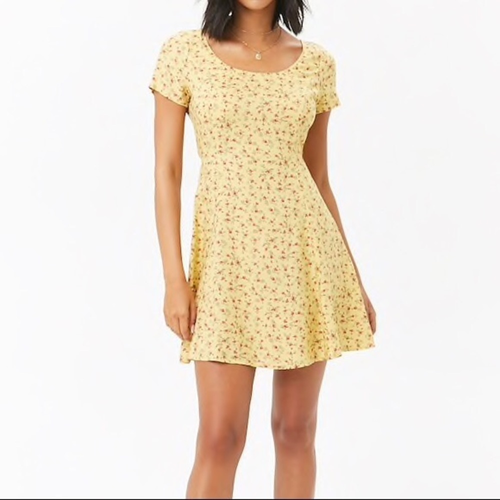 Forever 21 Yellow Rose Print Minidress